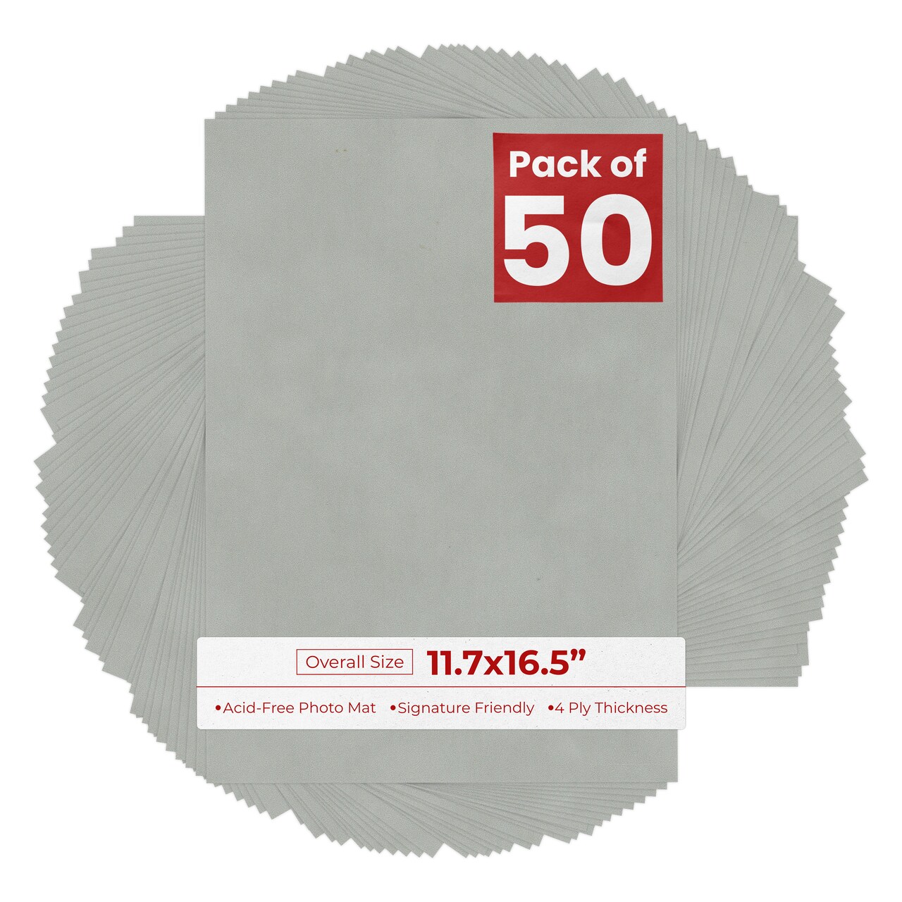 Light Grey Suede 11.7x16.5 Uncut Mat Board - Blank Sheets, No Opening